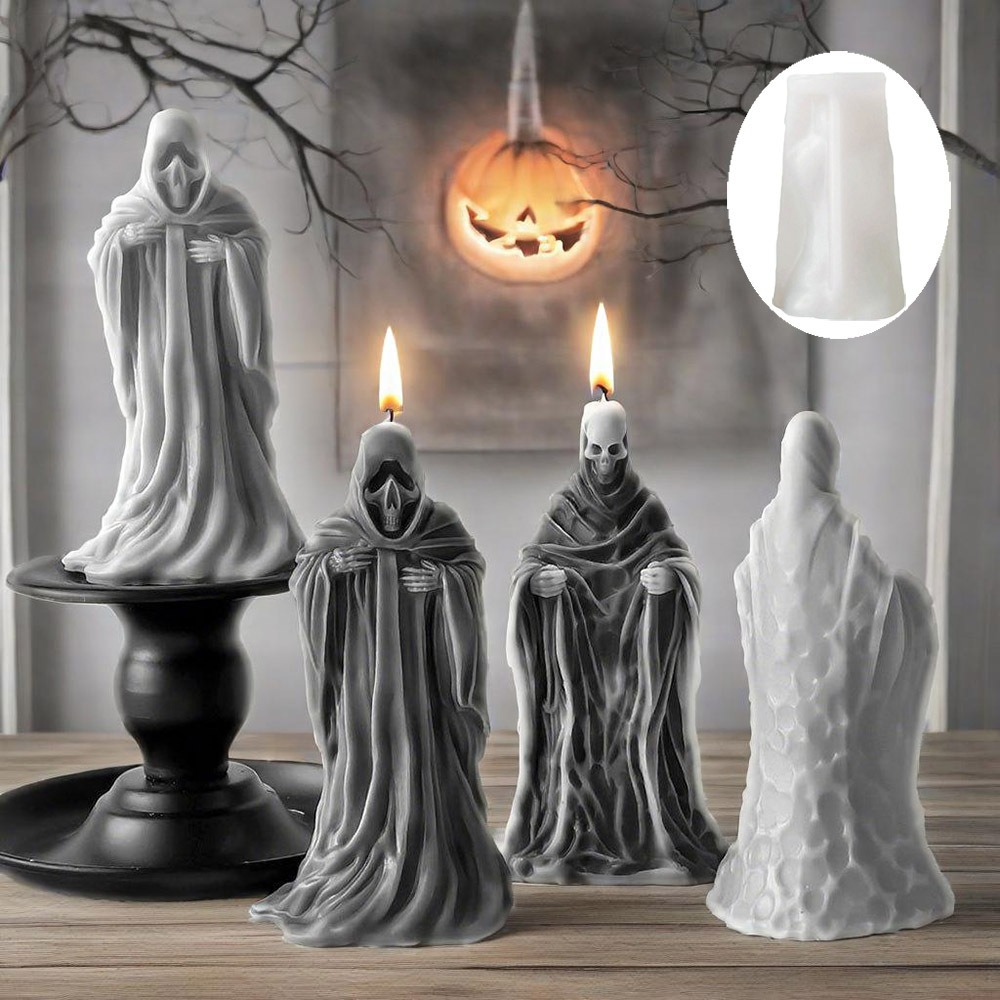 Candle Making Tips - 3Dスケルトン香り付きキャンドルシリコンモールド、レリーフローブ、スカル、石膏樹脂クラフト作成ツール、DIYクラフト、不気味なハロウィンゴシックデコレーション