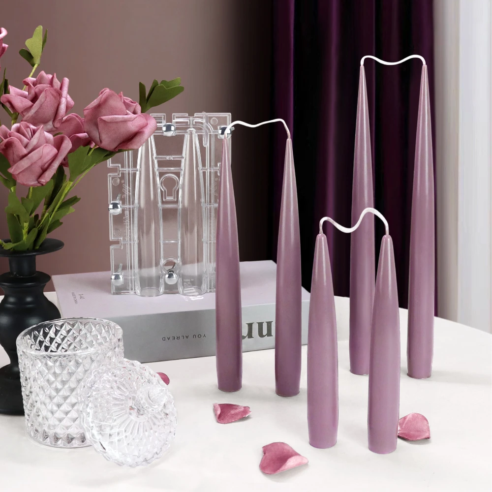 Candle Making Tips - ダブル尖った柱キャンドルアクリルモールド接続シリンダーキャンドルホルダープラスチック Moldwedding 装飾ホーム燭台作成ツール