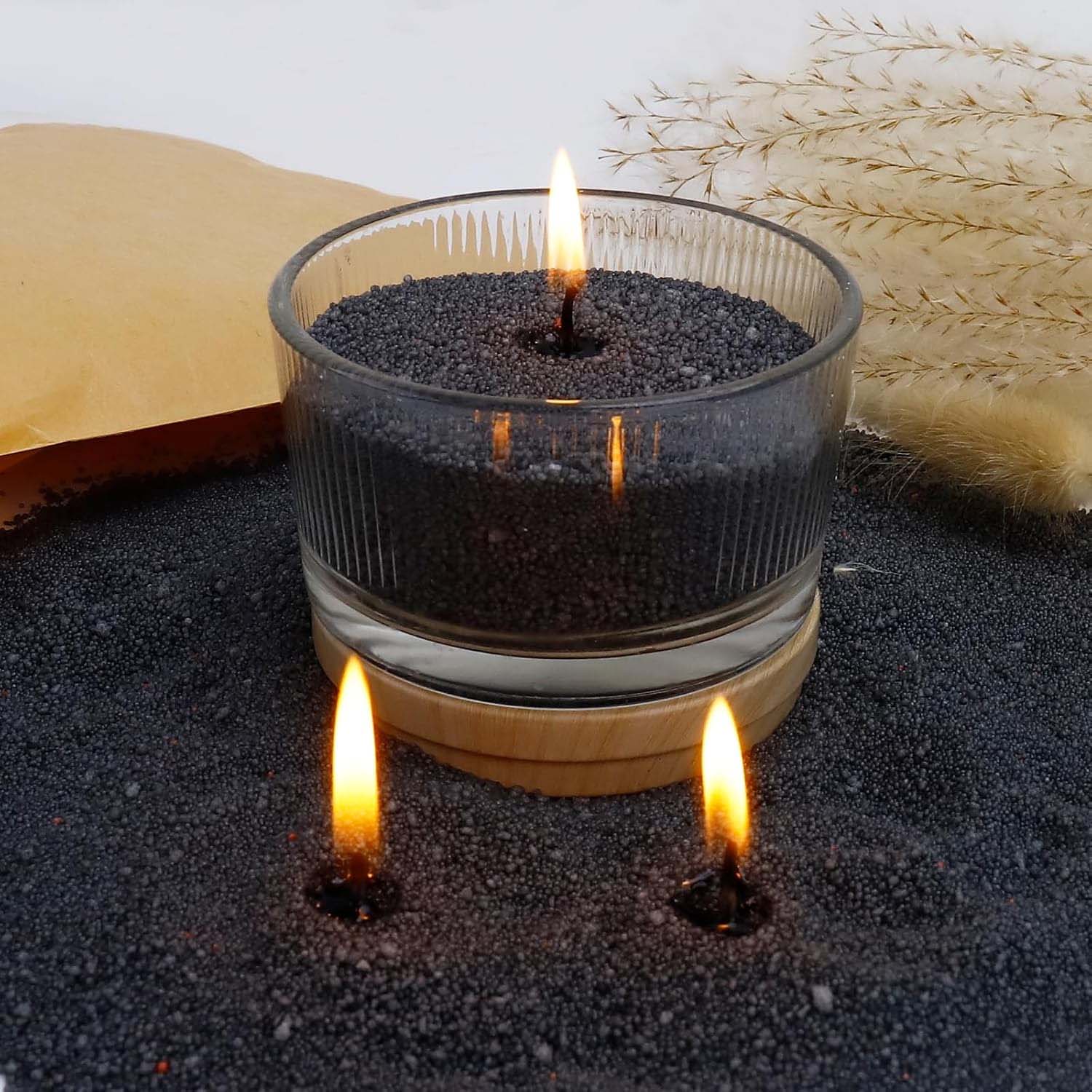 Candle Making Tips - 黒色のキャンドルサンド（芯付き）、200g、10個の芯付きパールキャンドルサンド、パールキャンドル、ワックスキャンドル製造用ワックス顆粒
